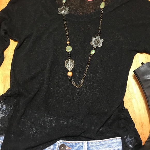 No Boundaries Black Sheer Long Sleeve - Picture 5 of 10